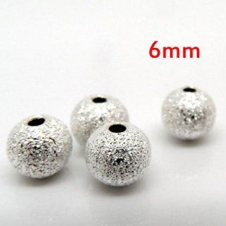 100pcs Silver Plated Stardust Spacer Beads 6mm/Hole 1.6mm for Artwork / Craft Kitchen & Dining