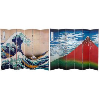 Oriental Furniture 71 x 94.5 Double Sided Hokusai 6 Panel Room