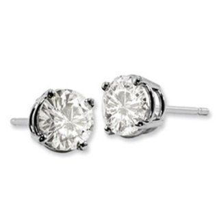 14k White gold Pair 6.5mm(2CT TW) Round Moissanite Stud Earrings Jewelry