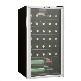 35 Bottle Wine Cooler in Black with Platinum Door Trim