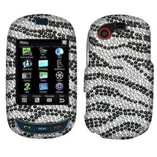 Fincibo (TM) Bling Crystal Full Rhinestones Diamond Case Protector For Samsung Gravity T SGH T669, Black White Cell Phones & Accessories