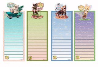Inkology Cat Tales Magnetic Memo Pads 12 Piece Set, in 4 Assorted Designs (669 5)  Memo Paper Pads 