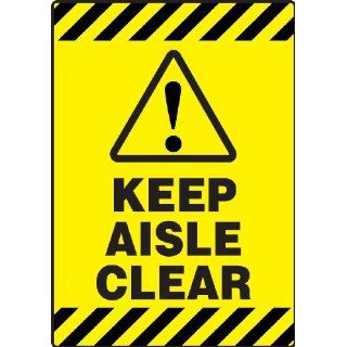 Accuform Signs PSR670 Slip Gard Adhesive Vinyl Mat Style Floor Sign, Legend "KEEP AISLE CLEAR", 14" Width x 20" Length, Black on Yellow Industrial Floor Warning Signs