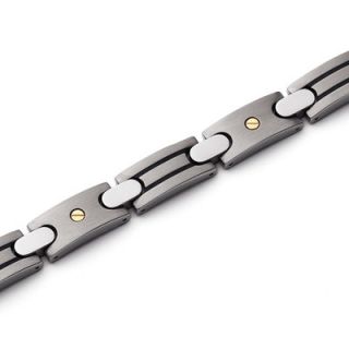 Oravo Mens Titanium Gold Riveted Italian Style Bracelet