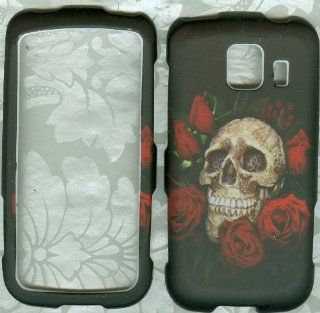 rose skull RUBBERIZED SPRINT LG OPTIMUS S LS670 PHONE SNAP ON COVER CASE Cell Phones & Accessories