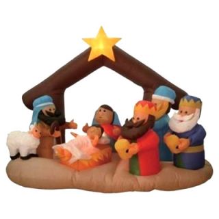 Long Christmas Inflatable Nativity Scene Under Stable