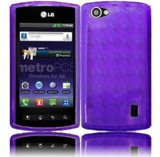 Purple Flex Cover Case for LG Optimus M+ MS695 Cell Phones & Accessories