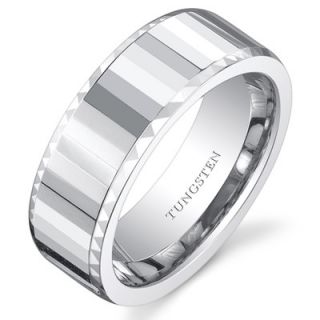 Oravo Mens Tungsten Faceted Mirror Wedding Band