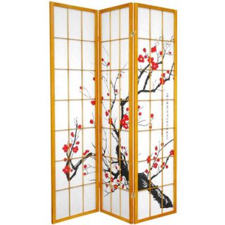 Oriental Furniture Flower Blossom Room Divider in Honey