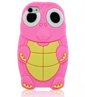 Pink 3D Cartoon Lovely Turtle Pattern Soft Silicone Case Cover Skin for Apple iPhone 5C Cell Phones & Accessories