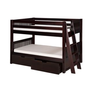 Low Bunk Bed with Lateral Angle Ladder and Drawers