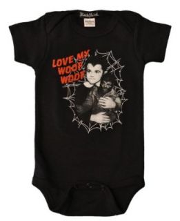 Eddie Munster Love My Woof Woof Baby One Piece By Rock Rebel Black Small (3 6 Months) Infant And Toddler Bodysuits Clothing
