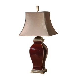Rory table lamp Burgundy ceramic with bronze metal details Silken