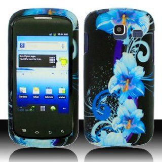 Cricket Samsung Transfix Accessory   Blossoming Blue Flower Designer Protective Hard Snap on Case Cover + MyDroid Magnet Cell Phones & Accessories