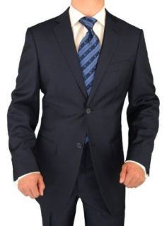 Giorgio Exclusive Platinum Suit Label Italian Fit and Cut 100% Extra Fine Worsted Wool Super 150s 2 Button Jacket Flat Front Pants French Navy Blue (50 Long) at  Mens Clothing store