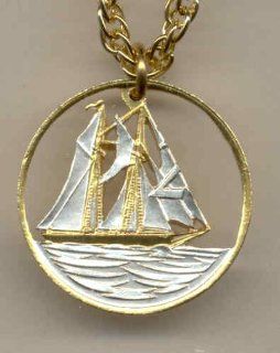 Beautifully Cut out & 2 toned Cayman Is. Sail boat   coin Necklace  Other Products  