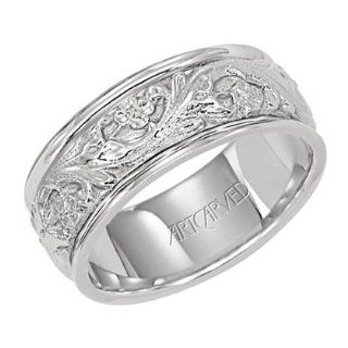 11 WV4309W_G Lyric 14K White Gold Mens Wedding Band from ArtCarved Jewelry