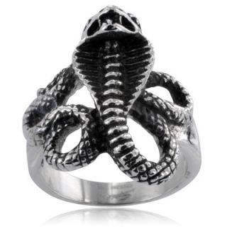 West Coast Jewelry Mens Stainless Steel Snake Animal Ring