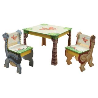 Dinosaur Kingdom 3 Piece Table & Chair Set in Blue