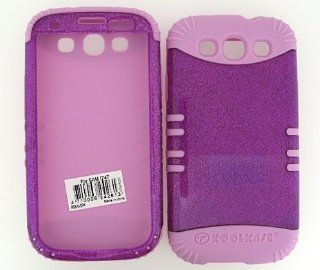 3 IN 1 HYBRID SILICONE COVER FOR SAMSUNG GALAXY S III S3 AT&T, SPRINT, T MOBILE, VERIZON, METRO PCS, BOOST, CRICKET, US CELLULAR, VIRGIN MOBILE HARD CASE SOFT LIGHT PINK RUBBER SKIN GLITTER PURPLE XPK A042 DP I747 KOOL KASE ROCKER CELL PHONE ACCESSORY 
