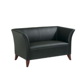 Office Star Leather Love Seat with Open Wing
