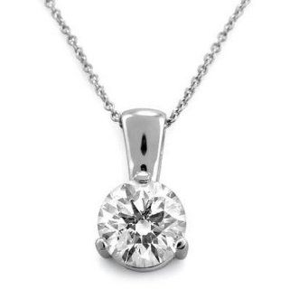 1/2 Carat 3 Prong Solitaire Basket Diamond Pendant Necklace Platinum (K, VS2, 0.5 ctw) w/ 14K Gold chain Houston Diamond Jewelry