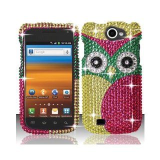 Pink Green Owl Bling Gem Jeweled Crystal Cover Case for Samsung Galaxy Exhibit 4G SGH T679 Cell Phones & Accessories