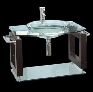 Vessel Sink Vanities Glass/Stainless, Vessel Sink Vanity Neo Deco Wall Mount Vessel  10920  