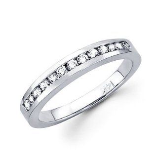 14k White Gold Diamond Wedding Matching Ring Band .32ct (G H Color, I1 Clarity) Jewelry