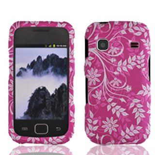 Samsung R680 Repp Graphic Rubberized Protective Hard Case   Purple Flower Leaf Cell Phones & Accessories