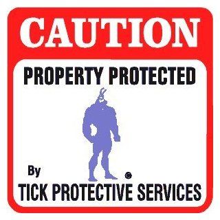 CAUTION TICK PROTECTION cartoon warn sign   Decorative Signs