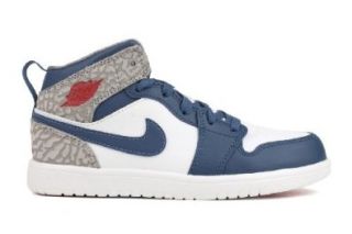Nike Air Jordan 1 Mid Flex (White / Fire Red / True Blue / Cement Grey) 554727107 (5) Shoes