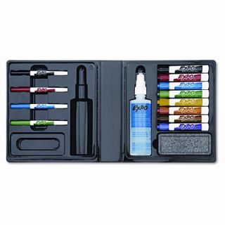 Dry Erase Marker/Eraser/Cleaner, Chisel/Fine, Assorted, 12/Set