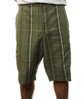 Nike Men's Plaid Cargo Walk Shorts Pale Dark Green XL Clothing