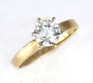 14k Yellow Gold, Moissanite Solitaire Engagement Ring (1ct /6 prong) Jewelry