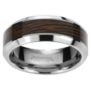Daxx Mens Tungsten Carbide Wood Inlay Comfort Fit Band Ring