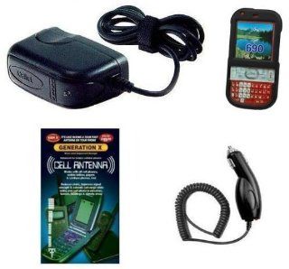 Cell Phone Accessories Bundle for Palm Centro 685/690 (Includes; Black Rubberized Coated Hard Cover with Optional Belt Clip, Rapid Car Charger, Home Wall Charger, Generation X Antenna Booster) Electronics