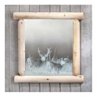 Rustic Natural Cedar Furniture Wilderness Mirror with Etching