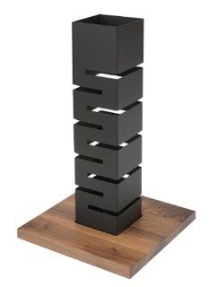 Rosseto SM160 Black Matte Steel with Walnut Base Tall Column Multi Level Riser