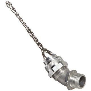 Woodhead 36312 Cable Strain Relief, Right Angle Female, Deluxe Cord Grip, Aluminum Body, Stainless Steel Mesh, 1/2" NPT Thread Size, .250 .375" Cable Diameter, F2 Form Size Electrical Cables