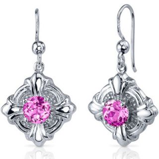 Oravo Victorian Style 2.50 Carats Pink Sapphire Round Cut Dangle Cubic