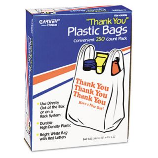 Thank You Bags, Printed, Plastic, .5mil, 11 x 22, White, 250/box