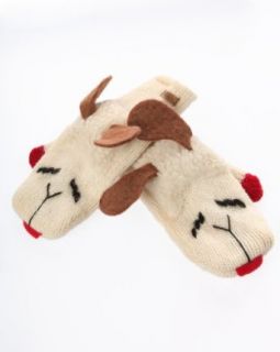 DeLux Lamb Chop White Wool Animal Mittens   Limited Edition Clothing