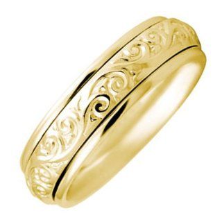 14K Gold Women's Floral Paisley Wedding Band (6mm) Jewelry