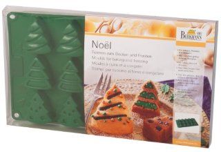 Birkmann Mini Noel Christmas Tree Silicone Baking Mold, Green, 15 Cavity  