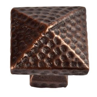 The Copper Factory Small Square Hammered Copper Knob with Optional