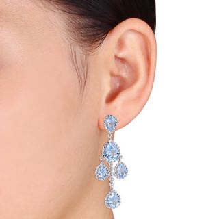 Amour Pear Cut Aquamarine Ear Pin Drop Earrings