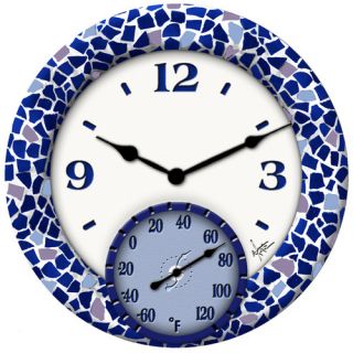 Mosaic Sea Clock with 14 Thermometer