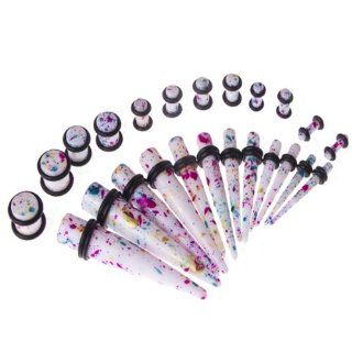 Gauges Kit Tie Dye Tapers 24 Pieces with Tie Dye Plugs with Double O rings 8G 00G Stretching Kit Body Piercing Tapers Jewelry