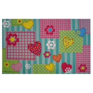 Fun Time Hearts and Flowers Kids Rug